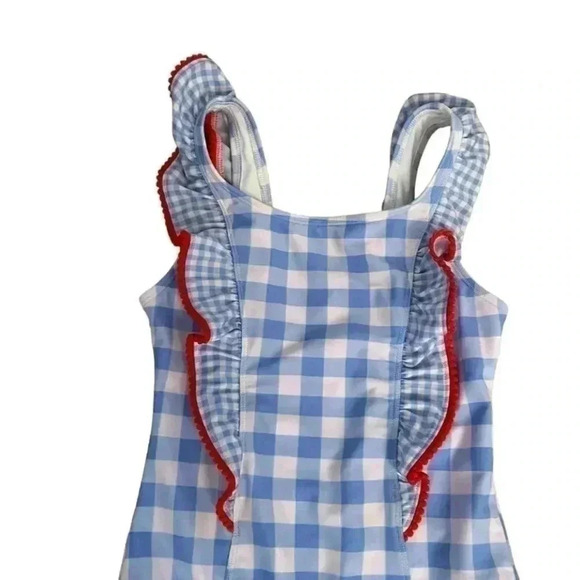 Cat & Jack Wizard of OzDorothy 1 Pc Blue Ruffles Swimming Suit SZ L10/12 - Picture 3 of 8